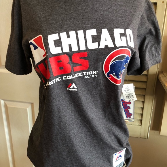 authentic Majestic Tops - Majestic Chicago Cubs Gray T-Shirt